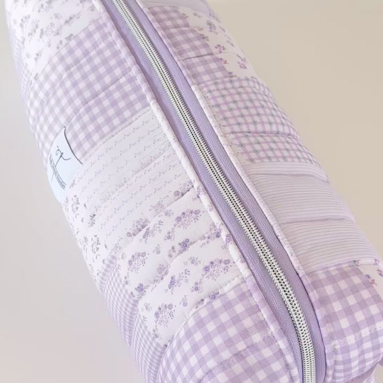 lilac patchwork quilted hair tool bag