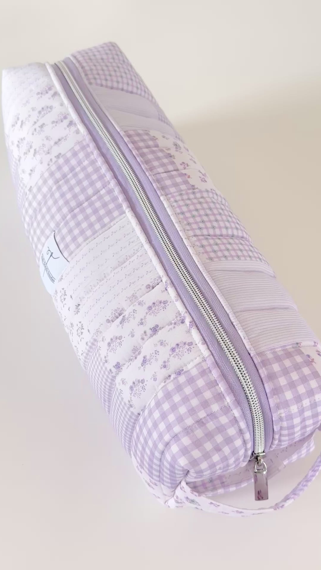 lilac patchwork quilted hair tool bag