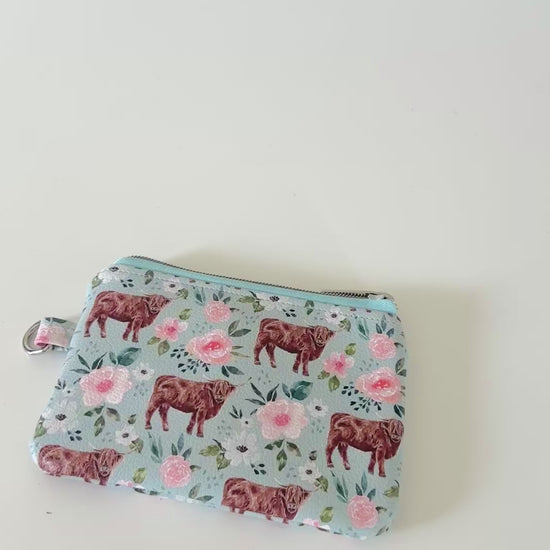 Highland cow coin purse made from vegan leather. 
