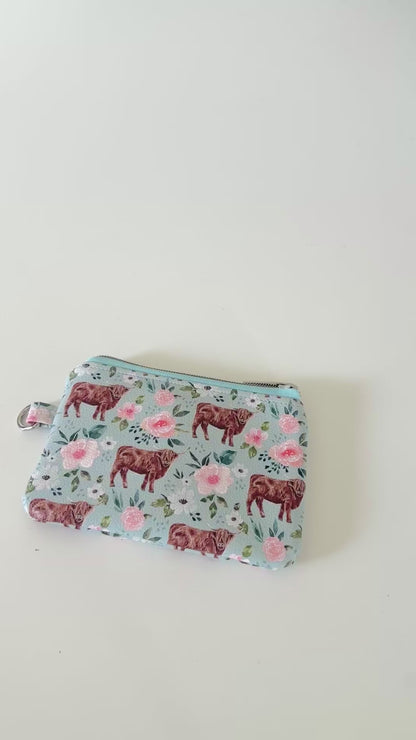 Highland cow coin purse made from vegan leather. 
