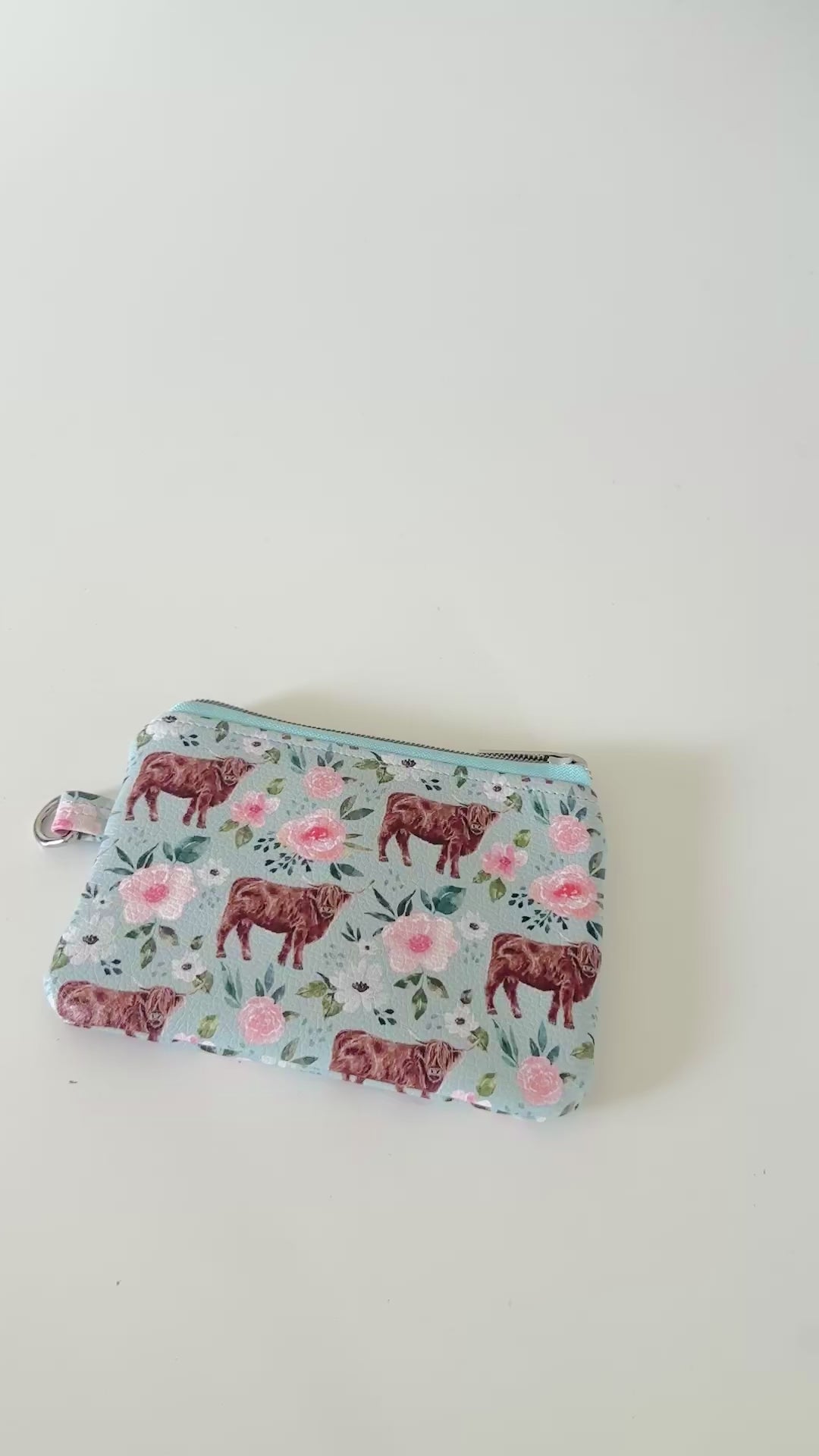 Highland cow coin purse made from vegan leather. 
