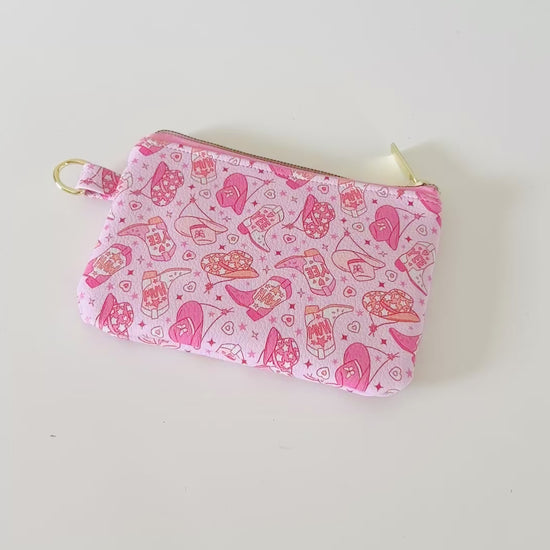 pink cowgirl coin purse made from vegan leather