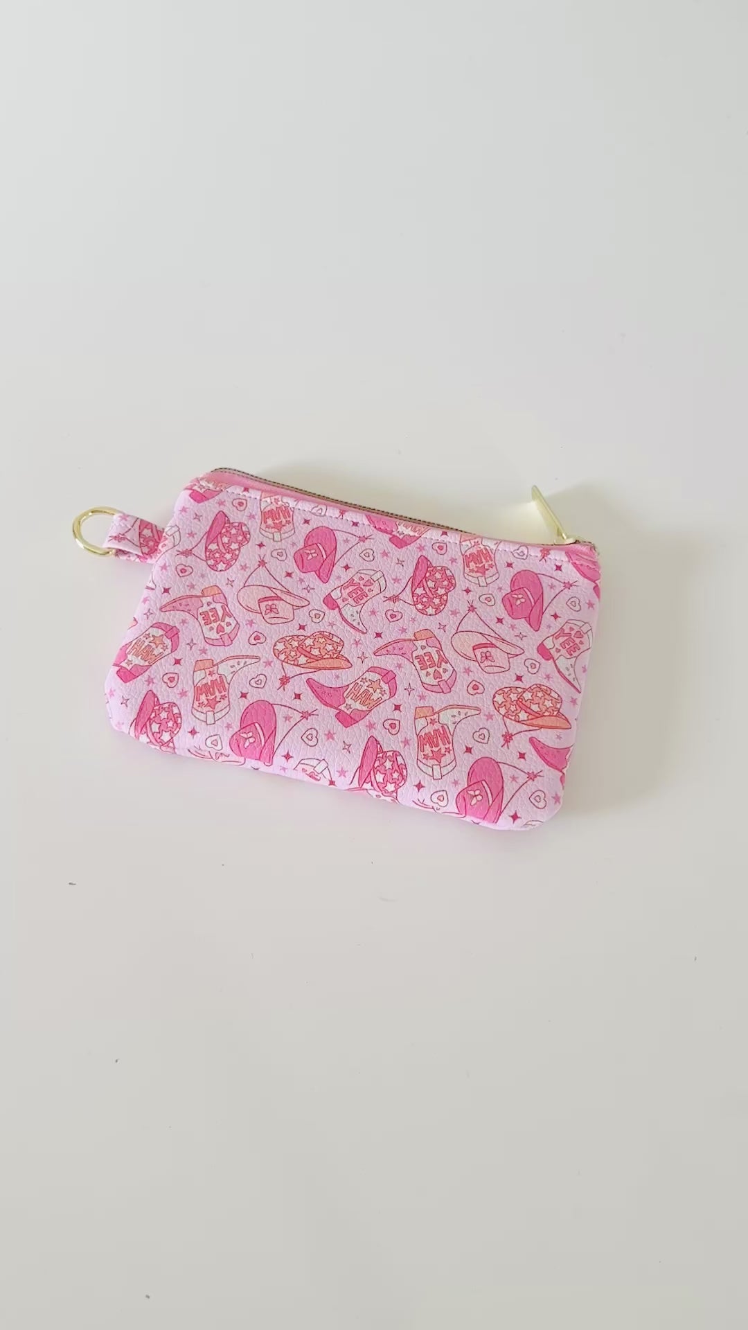 pink cowgirl coin purse made from vegan leather