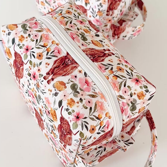 highland cow patterned makeup bags