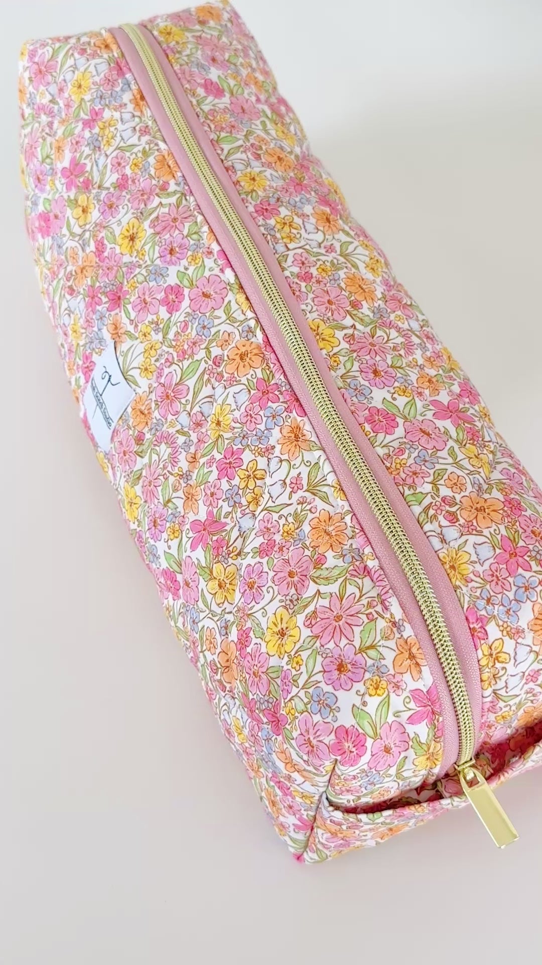 quilted rainbow floral hair tool bag