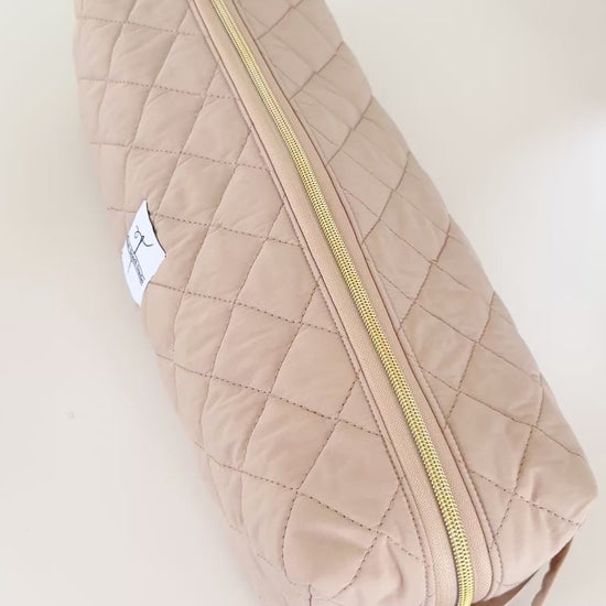 beige hair tool bag