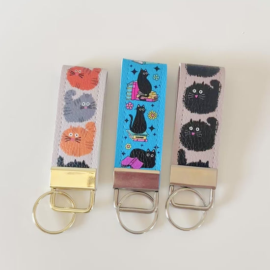 cat keychains made from vegan leather