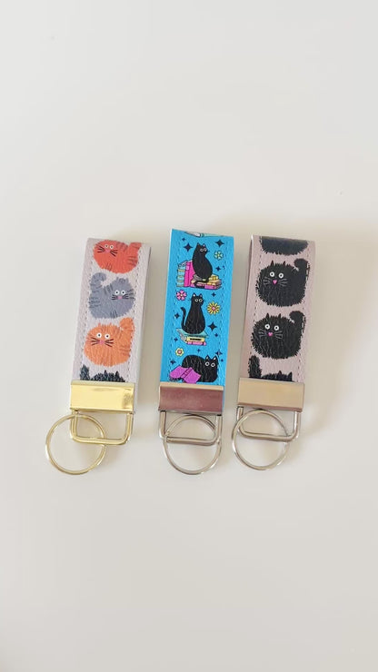 cat keychains made from vegan leather