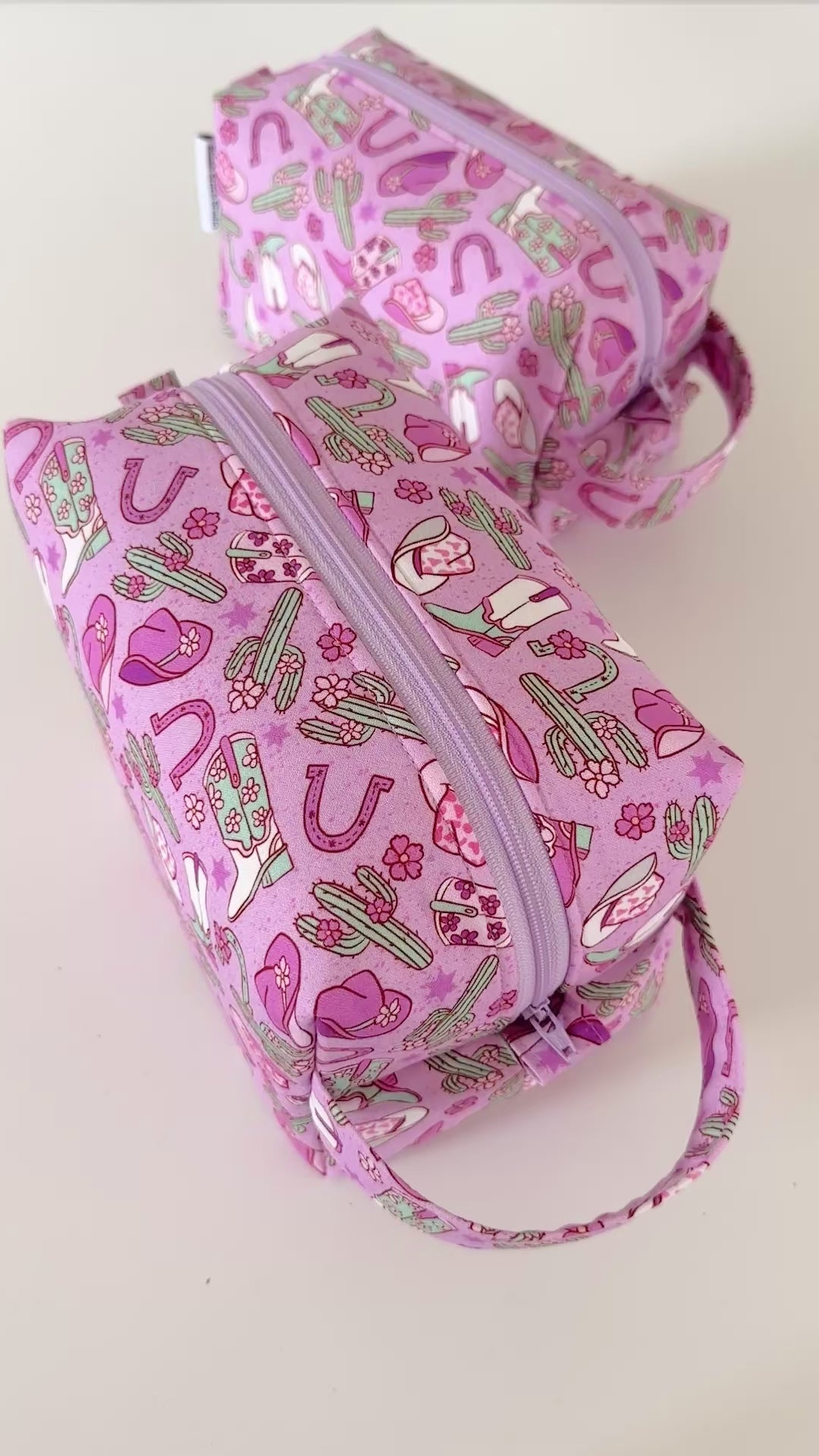 purple cowgirl patterned cotton makeup cosmetic bags 