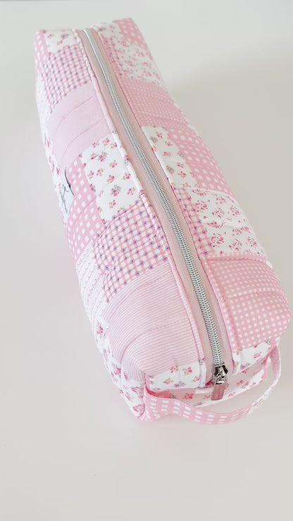 pink patchwork hair tool bag
