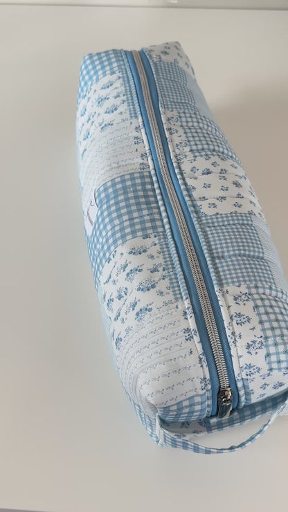 Blue Patchwork Hair Tool Bag
