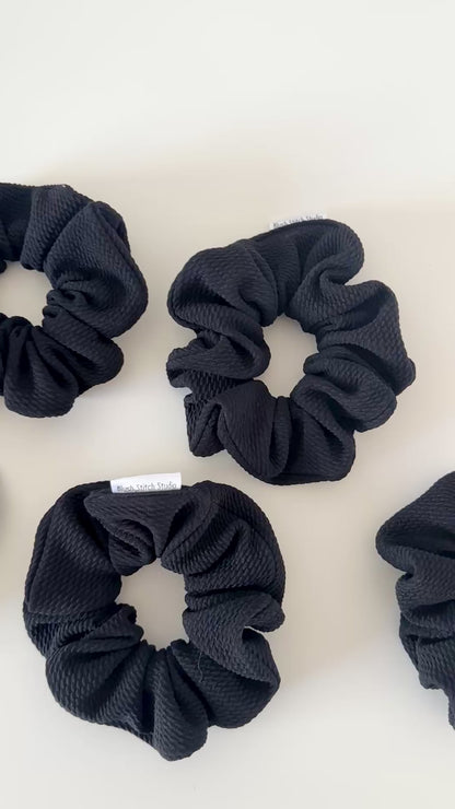 Black Textured Scrunchies