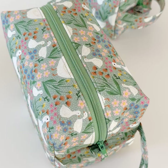 green goose floral cotton makeup cosmetic bags