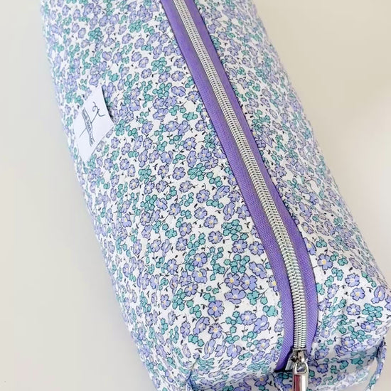 Quilted Periwinkle Floral Hair Tool Bag