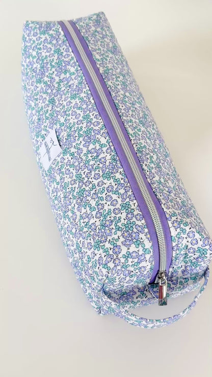 Quilted Periwinkle Floral Hair Tool Bag
