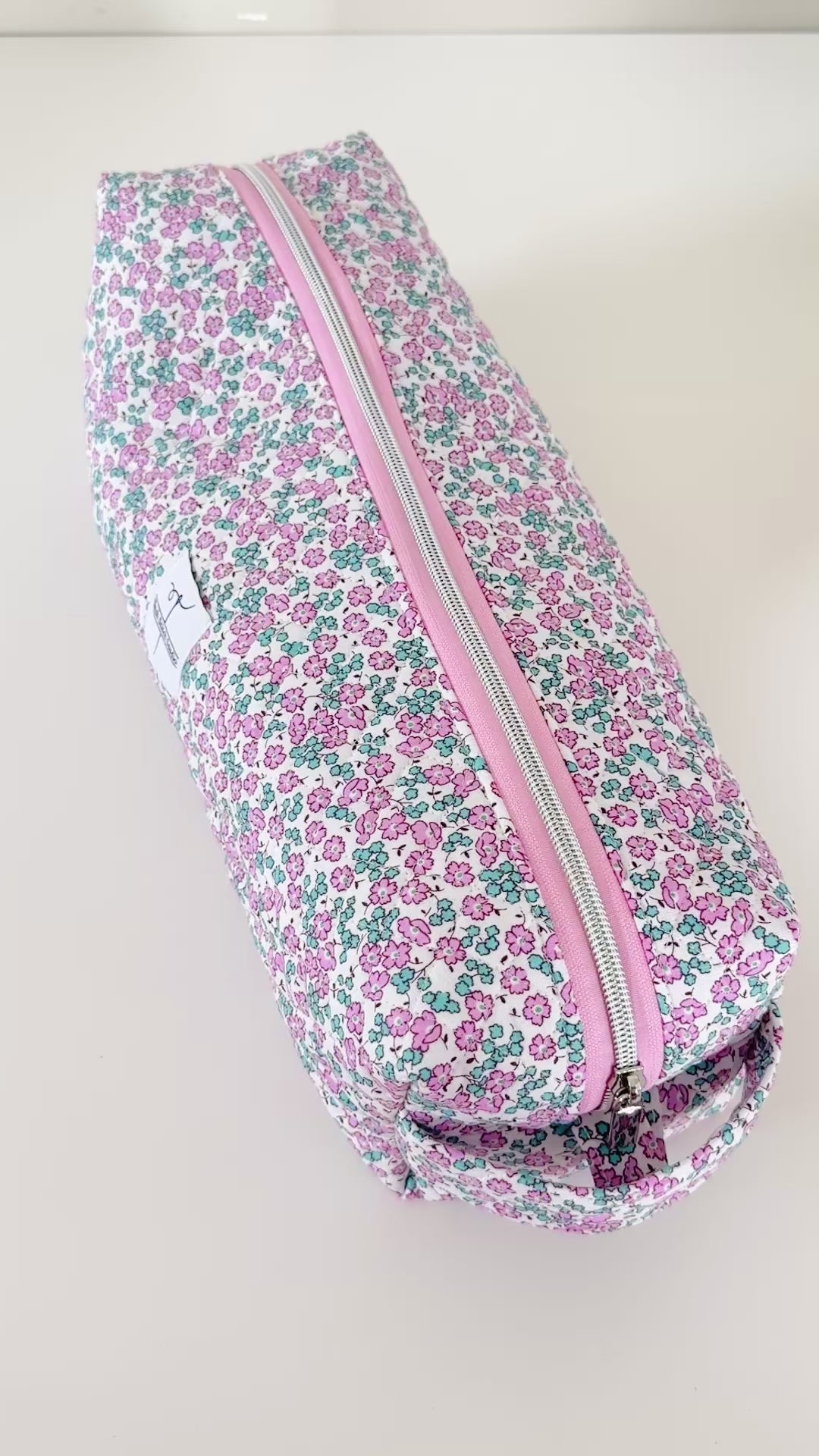 pink floral hair tool bag. 