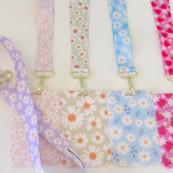 daisy floral lanyard with matching id card badge holder