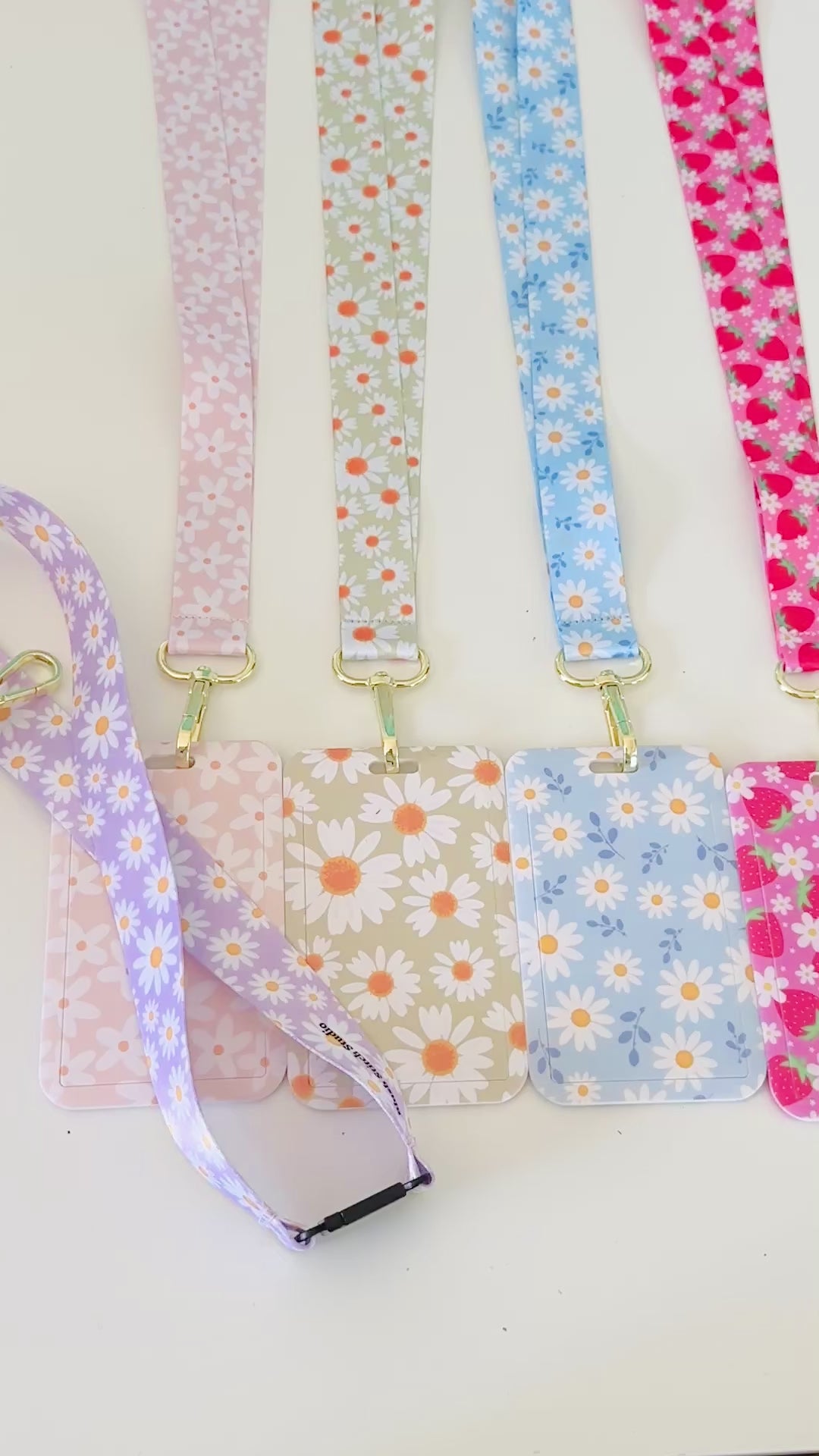 daisy floral lanyard with matching id card badge holder