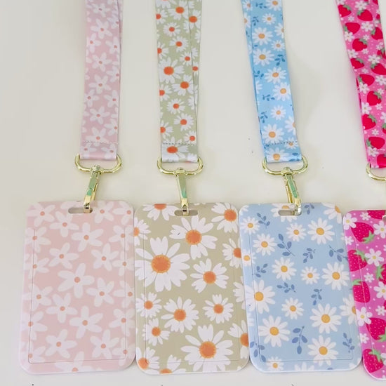  daisy floral lanyard with matching id card badge holder